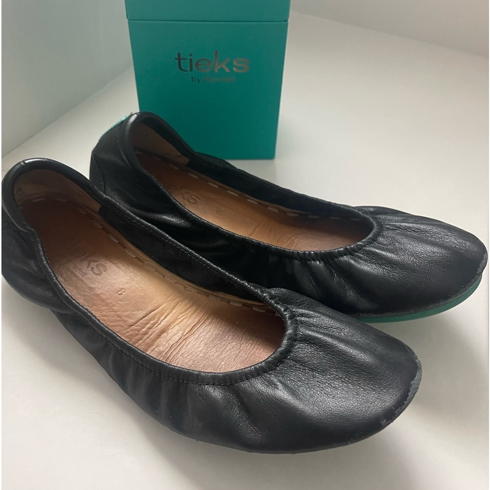 Tieks black leather ballet flats